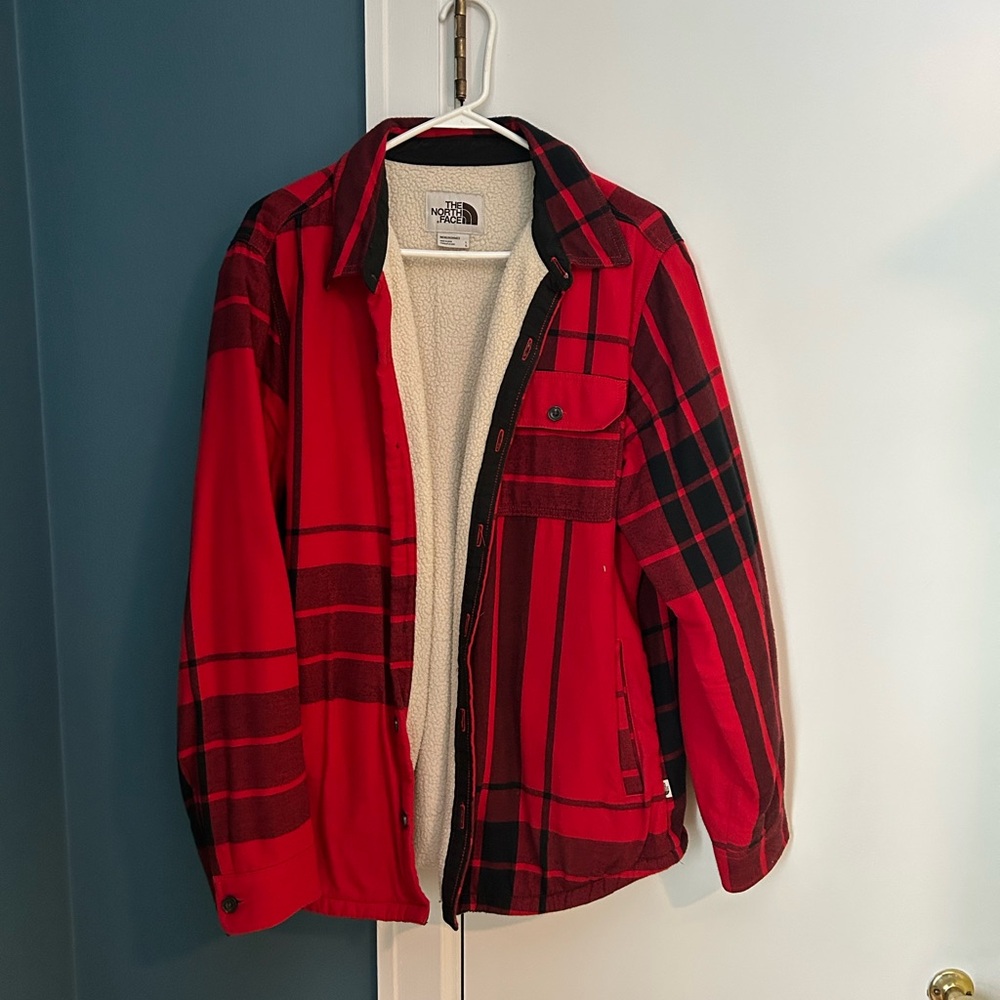 The North Face Red and Black Checkered Jacket